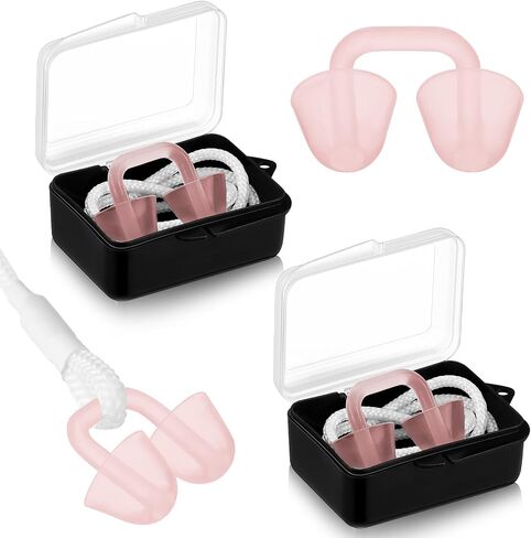 Relaxweex Adults Swimming Nose Plugs with Anti-Loss Lanyard Silicone Clear Nose Clip with Storage Case Waterproof Nostril Plug for Swimming Surfing Bathing Diving Water Sports in Kuwait