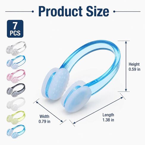 7PCS Swimming Nose Clips, Waterproof Silicone Nose Plugs for Swimming, Diving and Water Sports, Soft Reusable Nose Clamp in Kuwait