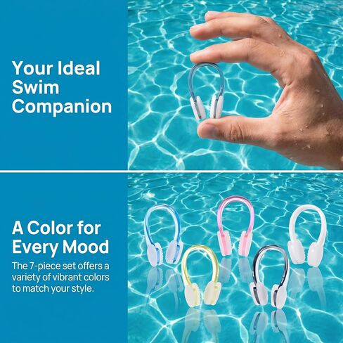 7PCS Swimming Nose Clips, Waterproof Silicone Nose Plugs for Swimming, Diving and Water Sports, Soft Reusable Nose Clamp in Kuwait
