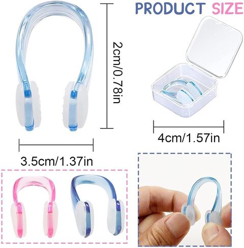 Swimming Nose Clips 2-Pack – Soft Silicone Waterproof Nose Plugs with Storage Cases, Non-Slip & Comfortable Fit for Adults, for Pool Training & Water Sports(Blue, Pink) in Kuwait