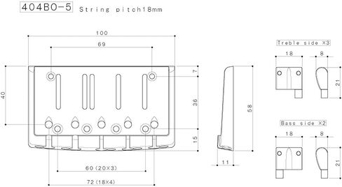 GOTOH 404BO-5 5-String Bass Bridge مع سروج نحاسية - كروم in Kuwait
