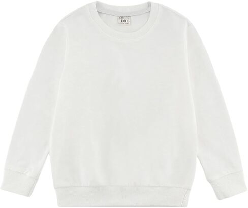 POBIDOBY Unisex Kids Solid Cotton Long Sleeve Pullover Sweatshirt: Lightweight Toddler Crewneck T-shirts for Boys & Girls in Kuwait