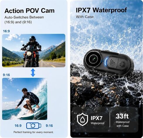 كاميرا الجسم 4K Mini، كاميرا POV Action Cam يمكن ارتداؤها مع تسجيل الصوت والفيديو سعة 64 جيجابايت، مقاومة للماء IPX7، تثبيت 6 محاور، كاميرات إبهام بدون استخدام اليدين لركوب الدراجات، ومدونات الفيديو، والسفر والأنشطة الخارجية in Kuwait