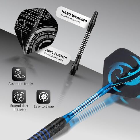 12Pcs Soft Tip Darts, 18 Gram Plastic Tip Dart Sets with 4 Color Aluminum Shafts 8 Style Flights, Replace the Dart Head, Ideal for Beginners & Pros Home/Bar/Competition in Kuwait