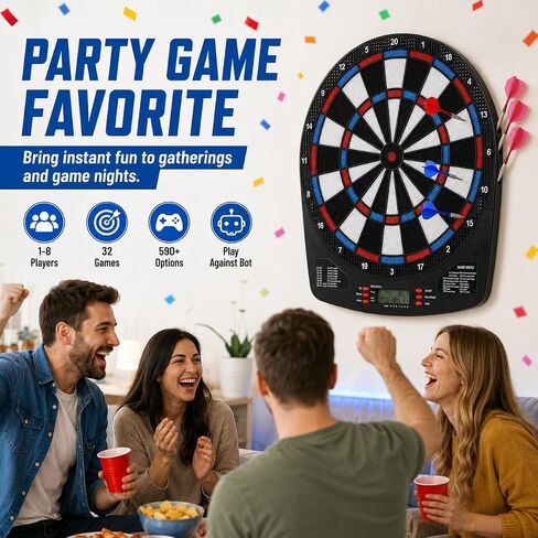 FunVision Electronic Dart Board Set - 13" Electric Dart Board, Digital Dart Boards with 6 Darts 24 Tips in Kuwait