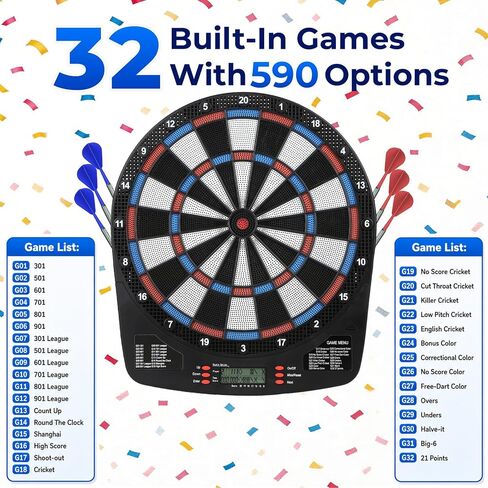 FunVision Electronic Dart Board Set - 13" Electric Dart Board, Digital Dart Boards with 6 Darts 24 Tips in Kuwait