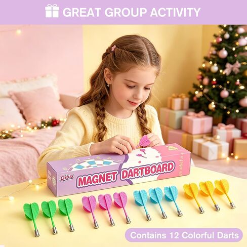 Gitus Magnetic Dart Board Outdoor Game for Teen Girls with 12 Darts, Toys Gifts for Teenage Girls Age 8 9 10 11 12 13 14 15 16 Teen Girl Room Bedroom Purple Decor in Kuwait