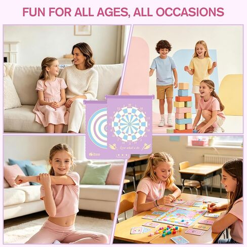 Gitus Magnetic Dart Board Outdoor Game for Teen Girls with 12 Darts, Toys Gifts for Teenage Girls Age 8 9 10 11 12 13 14 15 16 Teen Girl Room Bedroom Purple Decor in Kuwait