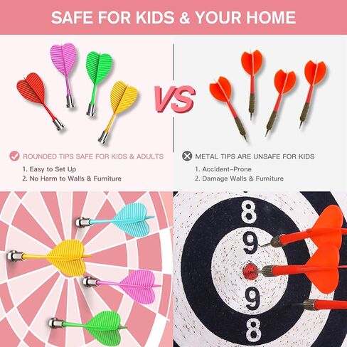 Gitus Pink Magnetic Dart Board Game for Teen Girls, 12 Soft Darts Kids Dart Set, Girls Room Wall Decor, Trendy Gift Ideas for 8-16 Year Old Teenage Girls, Safe Indoor Bedroom Play Toy in Kuwait