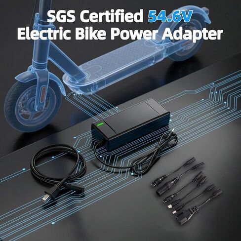 54.6V 2A Ebike Charger, SGS Certified 48V Lithium Battery Charger with 6 Multi-Plugs in Kuwait