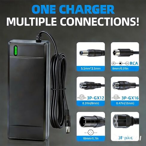 54.6V 2A Ebike Charger, SGS Certified 48V Lithium Battery Charger with 6 Multi-Plugs in Kuwait