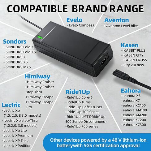 54.6V 2A Ebike Charger, SGS Certified 48V Lithium Battery Charger with 6 Multi-Plugs in Kuwait