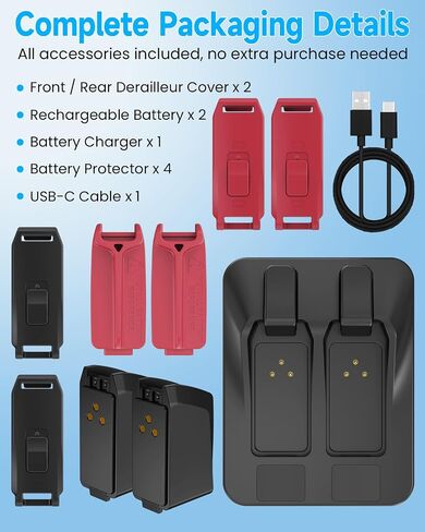 2 Pack 400mAh Replacement Battery with Dual-Port Charger Set for SRAM eTap and eTap AXS - Rechargeable Battery for eTap Eagle Force Rival Red (not for GX/XPLR, RD-S1000 Series) in Kuwait