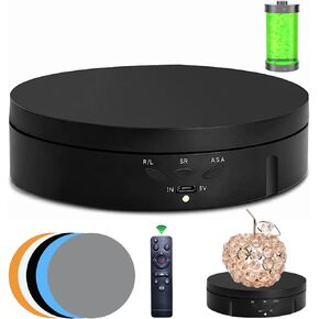 حامل عرض دوار بمحرك JAYEGT، تحميل 5.74 بوصة / 22 رطل، حامل عرض إلكتروني 360 درجة لعروض منتجات التصوير الفوتوغرافي، والمجوهرات، مع 5 خلفيات ألوان (أسود/جهاز تحكم عن بعد) in Kuwait