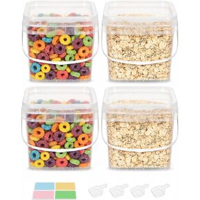 ASEVAT 4 Pack 2L Airtight Food Containers with Lids & Clear Spoons, Plastic Buckets with Handles for Dry Goods, Pet Supplies, Grains, Cereals in Saudi Arabia