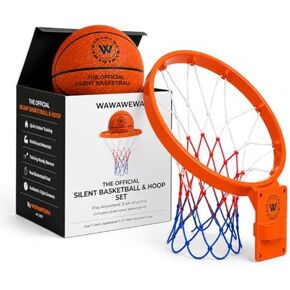 WAWAWEWA The Official Silent Basketball (Size 7) Bundle with Hoop – Indoor Basketball for Quiet Dribbling – Grooved Airless Indoor Training Basket Ball & Large Wall Mounted Basket Ball Hoop in Kuwait
