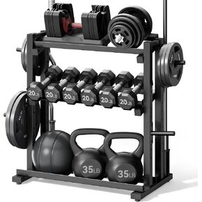 Adjustable Weight Plate Rack for Home Gym, 1200LBS Heavy Duty Weight Storage Rack with Dumbbell & Kettlebell Holder, Olympic Weight Tree with Adjustable Width Height & Angle in Saudi Arabia