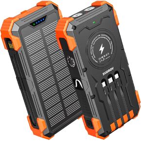 Solar Charger Power Bank, 42800mAh Wireless Portable Charger with USB-C in/Output, QC3.0 Fast Charging 15W 4 Ports Outdoor Battery Pack Built-in Dual Led Flashlights for iPhone Samsung etc Red in Kuwait