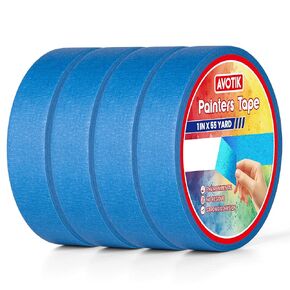 Blue Painters Tape 4 Rolls: Masking Tape 1 Inch Wide x 55 Yards - Painter's Tape Blue Masking Tape for Walls Painting Packing, Wood, Floors, DIY, Total 220 Yards in Saudi Arabia
