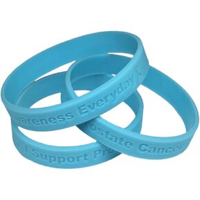 Jeirles Wholesale Light Blue Prostate Cancer Awareness Silicone Bracelets - 10 Pack - I Support Prostate Cancer Awareness Everyday - 100% Medical Grade Silicone - 8 Inch in Kuwait