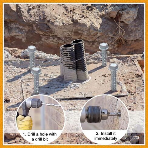 Hicarer 100 Pack 1/2" x 3" Concrete Screw Anchors Galvanized Heavy Duty Large Diameter Concrete Anchors Screws for Anchoring, Masonry Brick, Block, Decking and Framing, Hex Drive in Kuwait