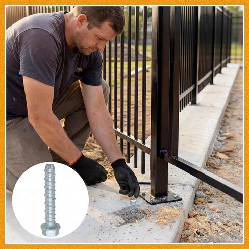 Hicarer 100 Pack 1/2" x 3" Concrete Screw Anchors Galvanized Heavy Duty Large Diameter Concrete Anchors Screws for Anchoring, Masonry Brick, Block, Decking and Framing, Hex Drive in Kuwait