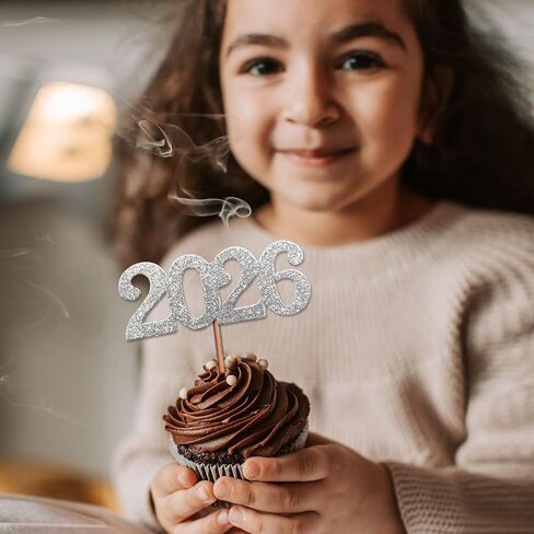 24 Pack 2025 Cupcake Toppers, Glitter 2025 Food Cake Picks Decoration for New Year Birthday Wedding Graduation Party Dessert Decoration (Gold) in Kuwait