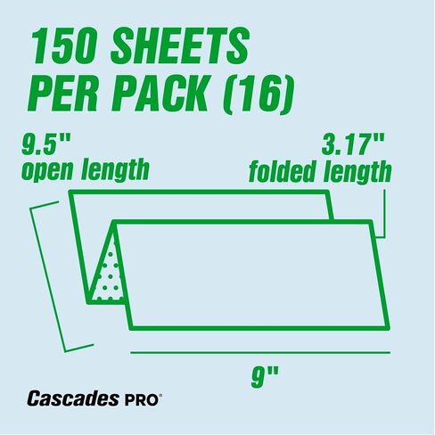 Cascades PRO Perform Premium Multifold Hand Towels 2-Ply – 150 Sheets per Pack, 16 Packs/Case,100% Recycled, Green Seal Certified, Soft & Absorbent– H173 – White in Kuwait
