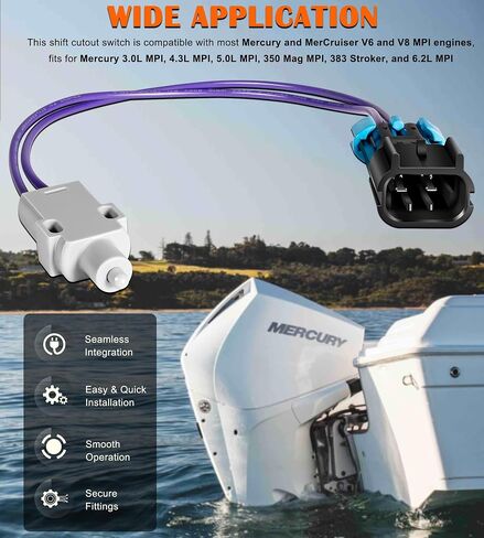 8M0052936 مفتاح انقطاع قاطع التحول للقارب يناسب Mercury Mercruiser 3.0L 4.3L 350 Mag 383 5.0L 6.2L MPI، على غرار 87-8M0052936، 710-8M0052936، 87-808009A 3، مستشعر محايد لمقاطعة التحول in Kuwait