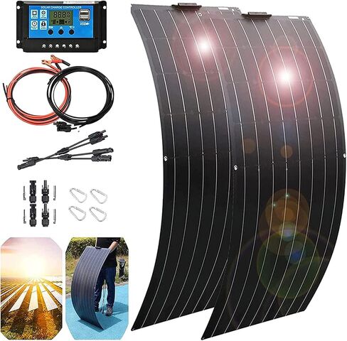 1000 Watt Flexible Solar Panel for RV, 2 × 500 Watt 12 Volt Solar Power Panel Kit with 40A Charge Controller & Inverter Monocrystalline Solar Panels for Camping Off Grid Car Battery Charging Boat in Kuwait