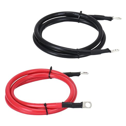 كابل بطارية 4 AWG بقياس 4 كابلات عاكسة للبطارية من النحاس النقي مع عروات 5/16 في كلا الطرفين مجموعة أسلاك عاكس الطاقة للسيارات عاكس الطاقة الشمسية والقوارب البحرية والدراجات النارية للسيارة (4FT) in Kuwait