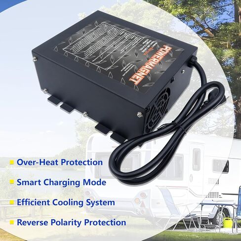PM4 55-Amp RV Power Converter & 4-Stage Smart Battery Charger - 110V AC to 12V DC Converter Charger Combo | Safe Replacement for RVs, Campers, Trailers & Boats | UL Listed & CE Certified in Kuwait
