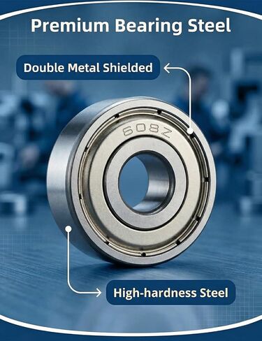 10 Pcs 608zz Bearings 8mm x 22mm x 7mm, Bearing Steel Double Shielded Miniature Deep Groove Ball Bearings, Small Skateboard Roller Bearing for 3D Printers, Skates & DIY Projects in Saudi Arabia