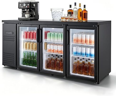 VEVOR Back Bar Cooler, 19.6 Cu. Ft Counter Height Beverage Refrigerator, Commercial Bar Display Fridge w/ 3 Glass Doors, LED Lighting, Fan Cooling Beer Wine Cooler for Pub, Merchandiser, Store in Saudi Arabia
