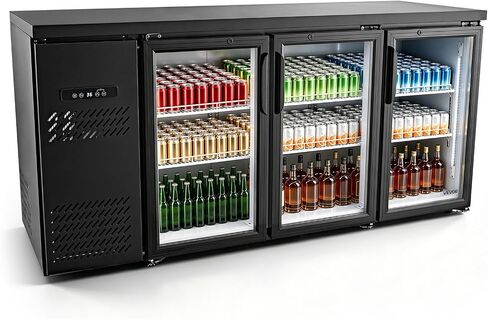 VEVOR Back Bar Cooler, 19.6 Cu. Ft Counter Height Beverage Refrigerator, Commercial Bar Display Fridge w/ 3 Glass Doors, LED Lighting, Fan Cooling Beer Wine Cooler for Pub, Merchandiser, Store in Saudi Arabia