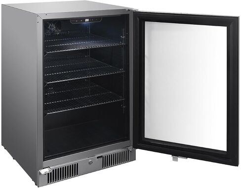 Blaze 20-Inch 4.5 Cubic Feet Outdoor Rated Beverage Cooler with Lock, Reversible Glass Door, Digital Thermostat, and Stainless Steel Exterior Finish - BLZ-GDBEV20-4.5 in Kuwait