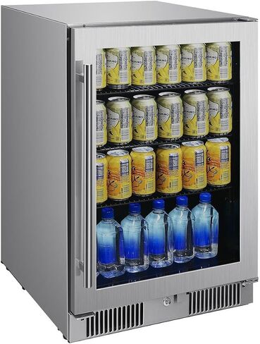 Blaze 20-Inch 4.5 Cubic Feet Outdoor Rated Beverage Cooler with Lock, Reversible Glass Door, Digital Thermostat, and Stainless Steel Exterior Finish - BLZ-GDBEV20-4.5 in Kuwait