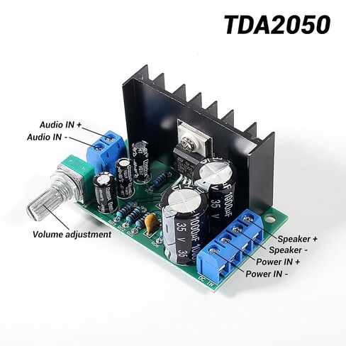 2pcs TDA2050 Mono Audio Amplifier Module, 5W-120W DIY Amp Board with Volume Potentiometer, DC/AC 5-24V Input, 4-16Ω Speaker Output for Home Theater & DIY Audio Upgrade in Kuwait