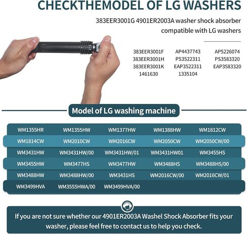 383EER3001G Shock Absorber Compatible WM2010CW WM3170CW WashingMachine | WM0642HW WM2010CW WM2016CW WM2101HW WM2301HR WM3170CW WM8000HVA WM2050CW WM2301HR WM1814CW WM2101HW Washer Shock Absorber in Kuwait