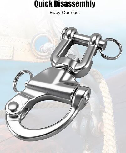 4pcs Snap Shackle for Sailing Halyard, 3.5 Inch Clevis Swivel Jaw, 316 Stainless Steel Quick Release for Sailing Rigging Shackles Marine Hardware in Kuwait