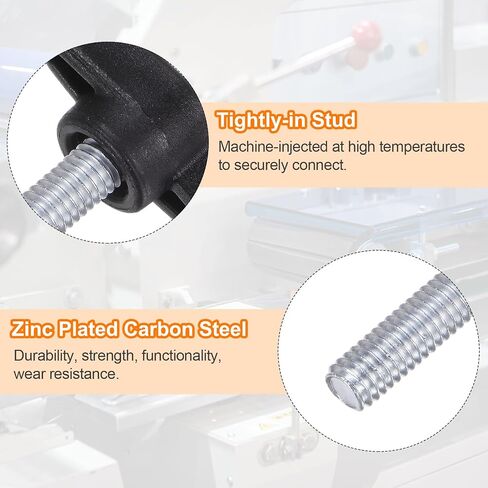 16pcs Tee Wing Knobs M6 x 25mm Metric Thread 27mm Z/T Head Plastic Handles Thumb Screws Hand Clamping Threaded Stud Knob Grip Thumbscrew with Nuts Washers, Black in Kuwait