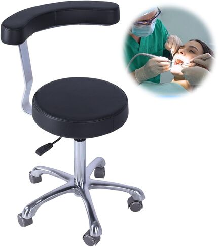Heavy Duty Rolling Chair with Wheels and Backrest Rolling Medical Chair Height Adjustable for Salon Shop Home in Kuwait