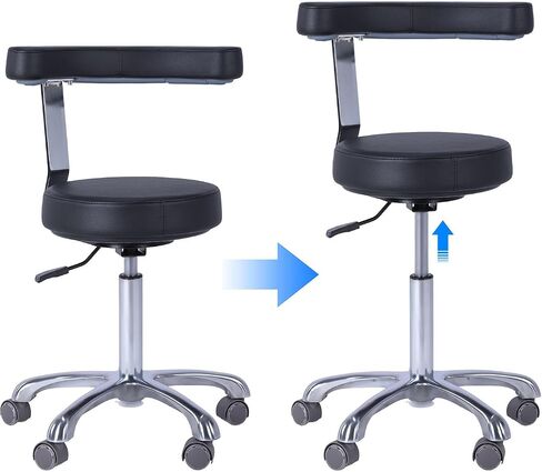 Heavy Duty Rolling Chair with Wheels and Backrest Rolling Medical Chair Height Adjustable for Salon Shop Home in Kuwait