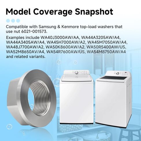 6021-001573 Compatible with Samsung Washer Hex Nut, M26 24 mm ID Spindle Nut, Washing Machine Drum Shaft Lock Nut Replacement, Plated Steel in Kuwait