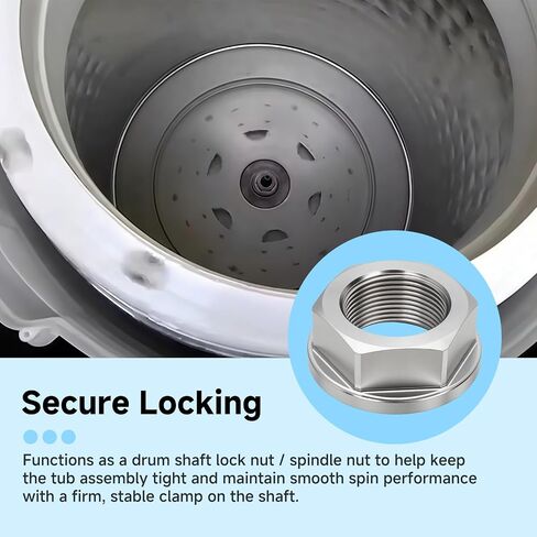 6021-001573 Compatible with Samsung Washer Hex Nut, M26 24 mm ID Spindle Nut, Washing Machine Drum Shaft Lock Nut Replacement, Plated Steel in Kuwait