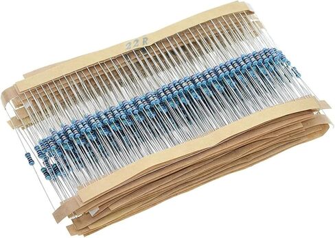 600 PCS Resistor Kit 1/4 W +-1% Premium Metal Film Resistors Assortment Kit, 30 Values (10Ω-1MΩ) 20 Each, Breadboard & DIY Electronics, Includes 10k Ohm, 1k Ohm, 220 Ohm Resistors Pack in Kuwait