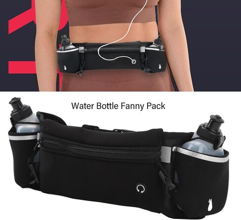 Water Bottle Fanny Pack Lightweight Hydration Belt for Running Cycling Climbing Outdoor Sports Nylon Black 1 X Fanny Pack 2 X Water Bottle in Kuwait