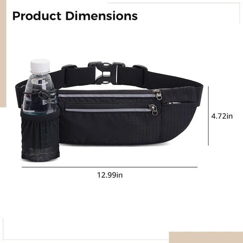Running Hydration Waist Pack, Sports Waist Bag with Water Bottle Holder, Adjustable Strap, Breathable Padding, Multipurpose Fanny Pack for Marathon, Water Bottle Fanny Pack in Kuwait