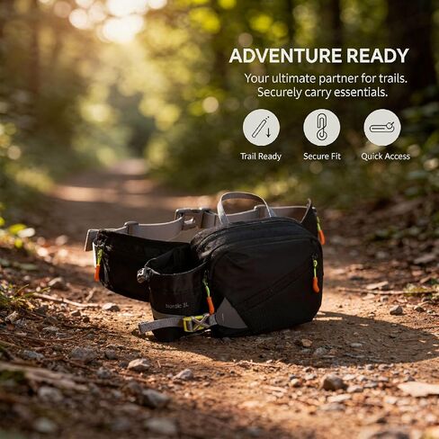 Running Hydration Belt, Adjustable Sport Waist Pack for Outdoor Use, Water Bottle Holder Fanny Pack with Multiple Pockets for Hiking, Walking, Running, Fits 31.5-55.1 in Waist in Kuwait
