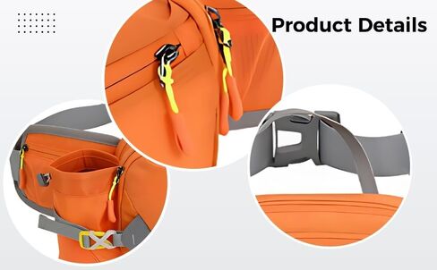 Waist Pack with Water Bottle Holder, Orange Lightweight Running Hiking Fanny Pack, Large Capacity Multi-Layer Storage, 750 ml Bottle Pocket, Adjustable Belt for Outdoor Marathon in Kuwait